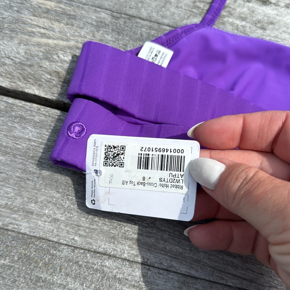 Lululemon Ribbed Halter BIKINI Swim Top A/B Cups Atomic Purple size 8 NWT - Picture 6 of 7